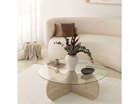 Salontafel met travertin blad - afbeelding 2 van  9