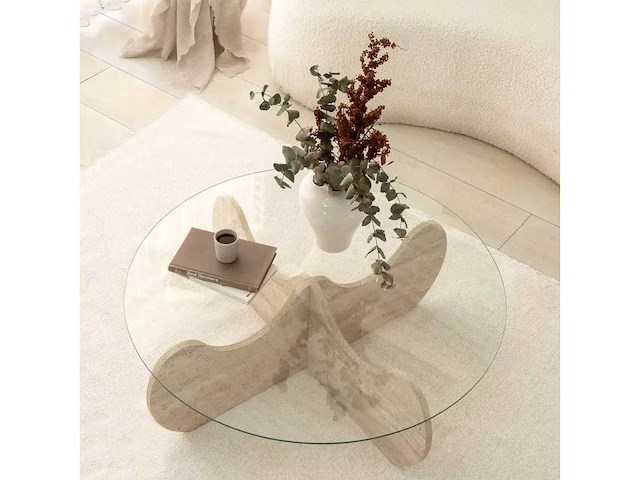 Salontafel met travertin blad - afbeelding 5 van  9