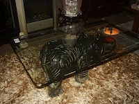 Salontafel "olifant" met glazen blad afm. 64x110 cm - afbeelding 1 van  5