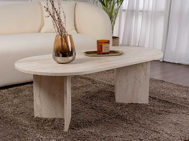 Salontafel, travertijn, 119 x 39,8 x 60 cm - afbeelding 1 van  8