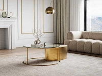 Salontafels van gehard glas en metaal - helder en goud - afbeelding 1 van  5