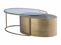Salontafels van gehard glas en metaal - helder en goud - afbeelding 2 van  5