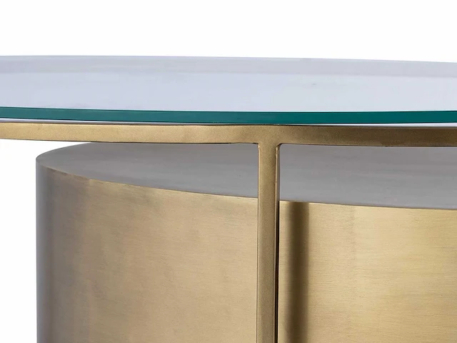 Salontafels van gehard glas en metaal - helder en goud - afbeelding 3 van  5