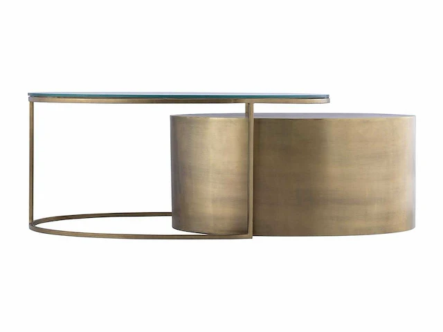 Salontafels van gehard glas en metaal - helder en goud - afbeelding 5 van  5