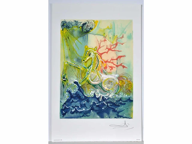Salvador dali - les chevaux daliniens ‘neptune‘ - printografie - afbeelding 2 van  5