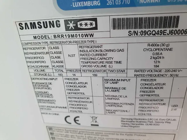 Samsung - brr19m010ww - koelkast (c) - afbeelding 2 van  2