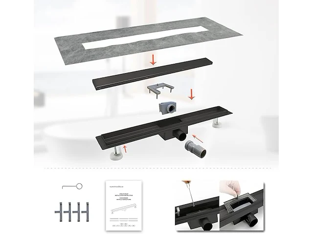 Sanitemodar doucheafvoer (zwart) - afbeelding 2 van  5