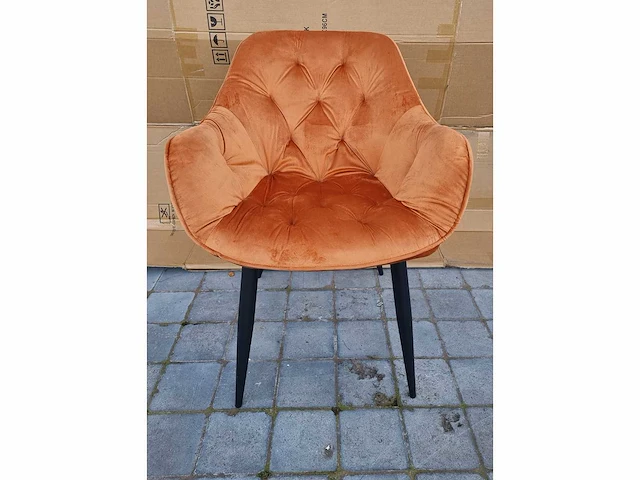 Sarah orange velvet - dining chair (4x) - afbeelding 4 van  4