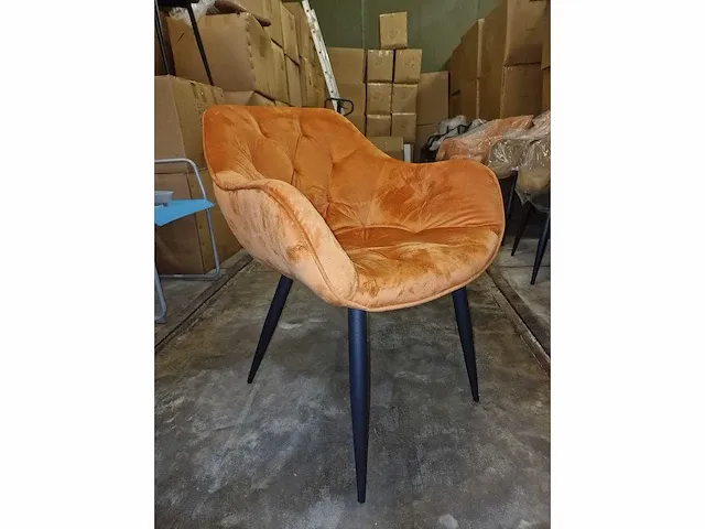 Sarah orange velvet - dining chairs (4x) - afbeelding 2 van  6