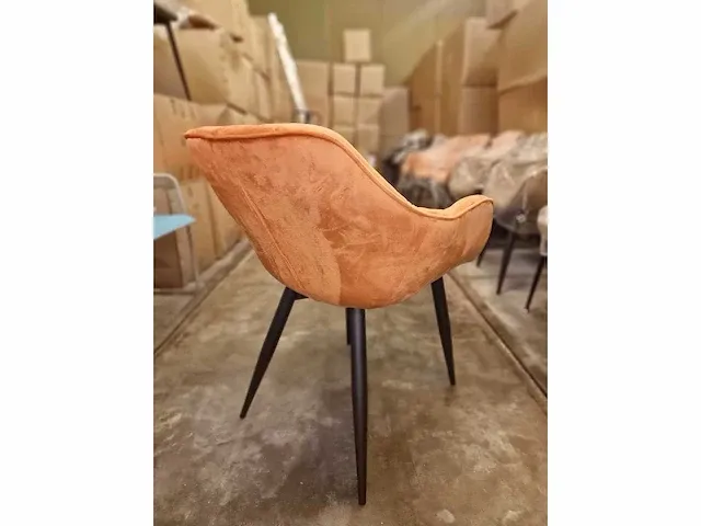 Sarah orange velvet - dining chairs (4x) - afbeelding 6 van  6