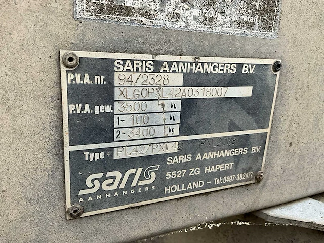 Saris - 2002 - aanhangwagen dubbelas 510x210 - afbeelding 11 van  21