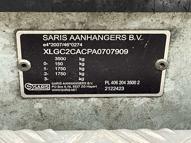 Saris c2c aanhangwagen - afbeelding 16 van  23