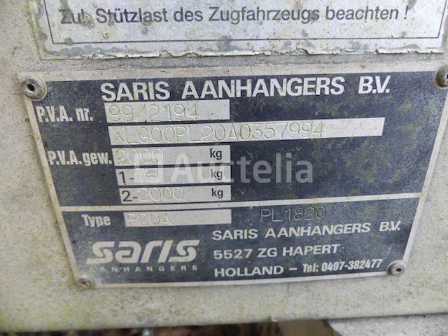 Saris p20a aluminium dubbelas aanhangwagen - afbeelding 1 van  10