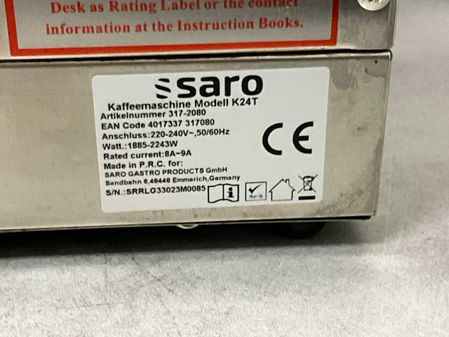 Saro k24t koffiemachine - afbeelding 8 van  8