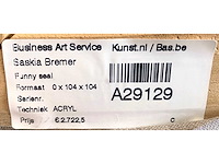 Saskia bremer - funny seal - acryl op doek - 100x100 cm - afbeelding 4 van  12