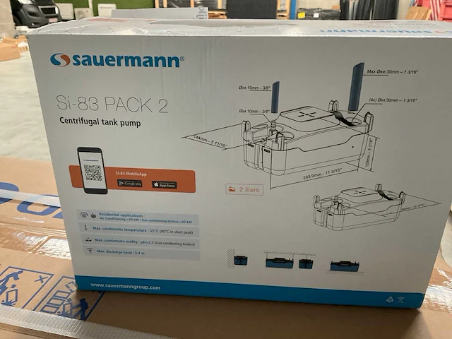 Sauermann si-83 pack2 centrifugale condenspomp met reservoir - afbeelding 3 van  5