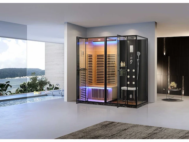 Sauna met stoomcabine wellness huis - afbeelding 1 van  8