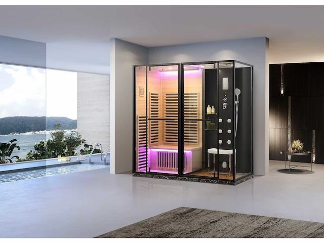 Sauna met stoomcabine wellness huis - afbeelding 2 van  8