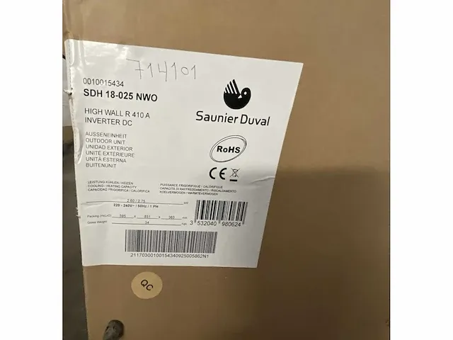 Saunier duval sdh 18-025 nwo airconditioning buitenunit - afbeelding 5 van  5