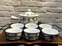 Sauspot + 6 sauskommetjes decor bordeaux - afbeelding 1 van  4