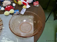 Schaal in oud roos glas - afbeelding 1 van  1