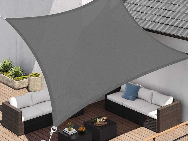 Schaduwdoek 2 x 3 m, zonwering - grijs (x2) - afbeelding 1 van  3
