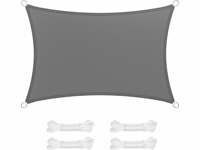 Schaduwdoek 2 x 3 m, zonwering - grijs (x2) - afbeelding 2 van  3