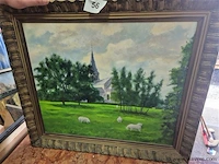 Schapen op veld 57x67cm - afbeelding 1 van  3