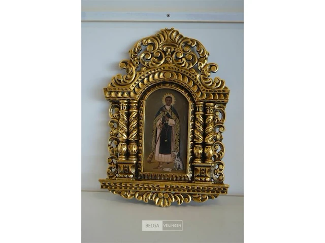 Schiderij in houten gouden kader motief h= 43cm - afbeelding 1 van  6