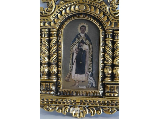Schiderij in houten gouden kader motief h= 43cm - afbeelding 2 van  6