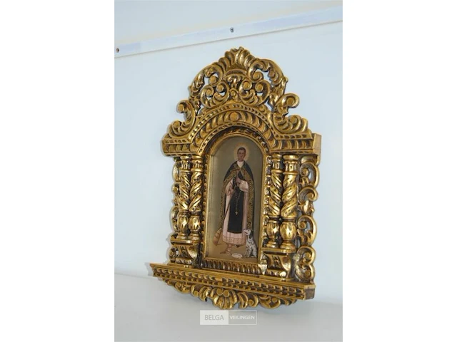 Schiderij in houten gouden kader motief h= 43cm - afbeelding 3 van  6