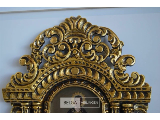 Schiderij in houten gouden kader motief h= 43cm - afbeelding 4 van  6