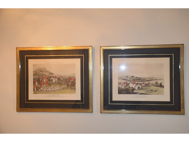 Schilderij, 2 jachttaferelen achter glas - afbeelding 7 van  10