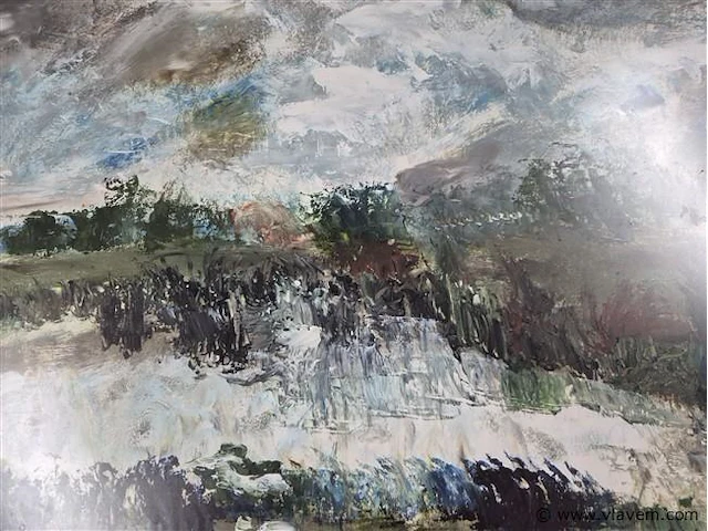 Schilderij achter glas, gesigneerd - afbeelding 2 van  3