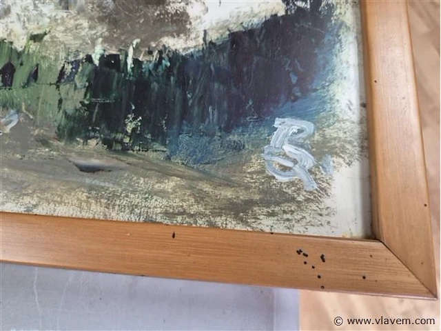 Schilderij achter glas, gesigneerd - afbeelding 3 van  3