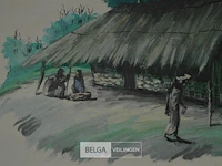 Schilderij "african village" 50x74cm - afbeelding 3 van  4