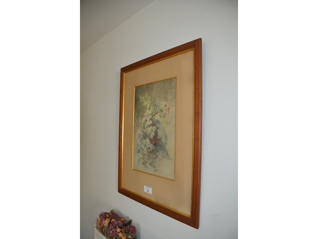 Schilderij bloemen achter glas getekend, 2 sierstukken - afbeelding 4 van  9