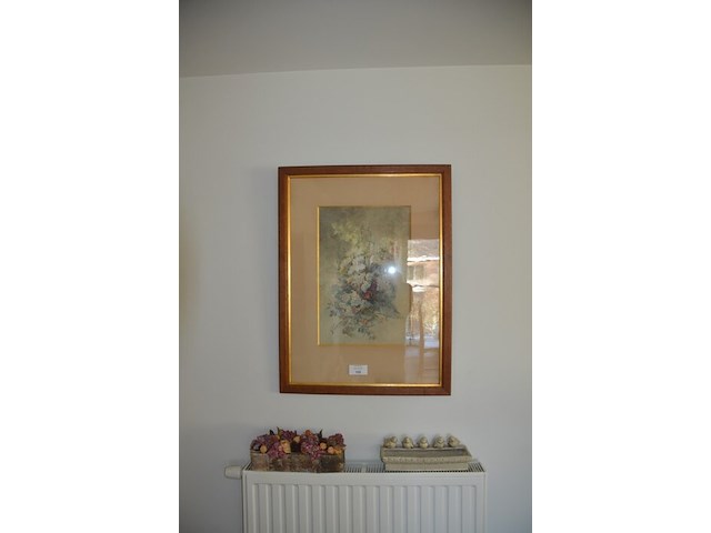 Schilderij bloemen achter glas getekend, 2 sierstukken - afbeelding 1 van  9