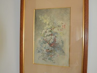 Schilderij bloemen achter glas getekend, 2 sierstukken - afbeelding 2 van  9