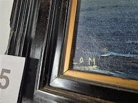 Schilderij boot en maan, gesigneerd - afbeelding 3 van  3