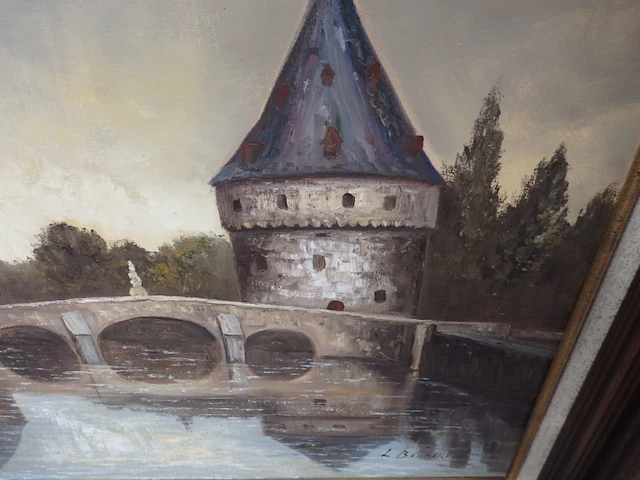 Schilderij broeltorens 195cm x 100cm gesigneerd l.b. - afbeelding 2 van  3