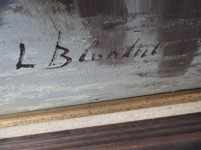 Schilderij broeltorens 195cm x 100cm gesigneerd l.b. - afbeelding 3 van  3
