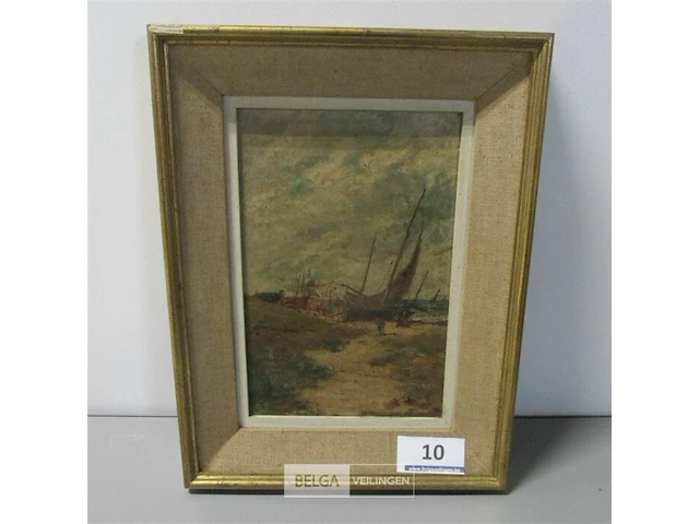 Schilderij em ed berchmans boot olie op doek ± 44x33 - afbeelding 1 van  5