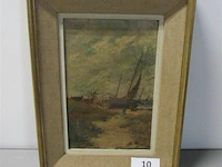 Schilderij em ed berchmans boot olie op doek ± 44x33 - afbeelding 1 van  5