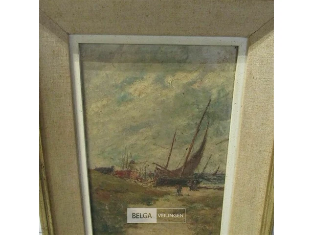 Schilderij em ed berchmans boot olie op doek ± 44x33 - afbeelding 2 van  5