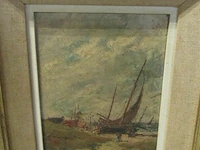 Schilderij em ed berchmans boot olie op doek ± 44x33 - afbeelding 2 van  5