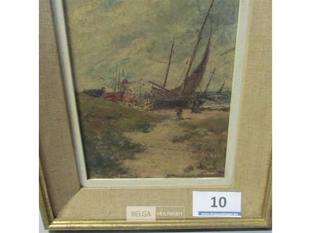 Schilderij em ed berchmans boot olie op doek ± 44x33 - afbeelding 3 van  5