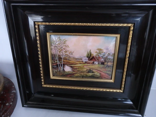 Schilderij emaile op koper limoge p,derigon - afbeelding 1 van  4