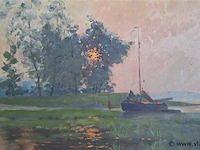 Schilderij, gesigneerd, zie foto's - afbeelding 6 van  9