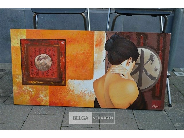 Schilderij getiteld "the chinese lady i" 100x50 cm - afbeelding 1 van  4